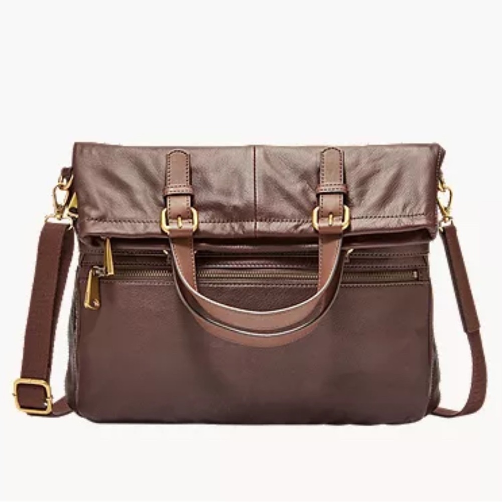 Fossil Leather Explorer Tote In Espresso